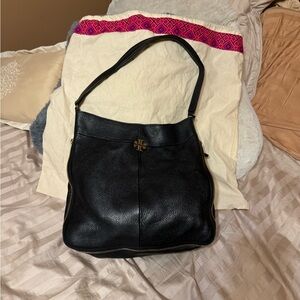 Black Leather Tory Burch Handbag